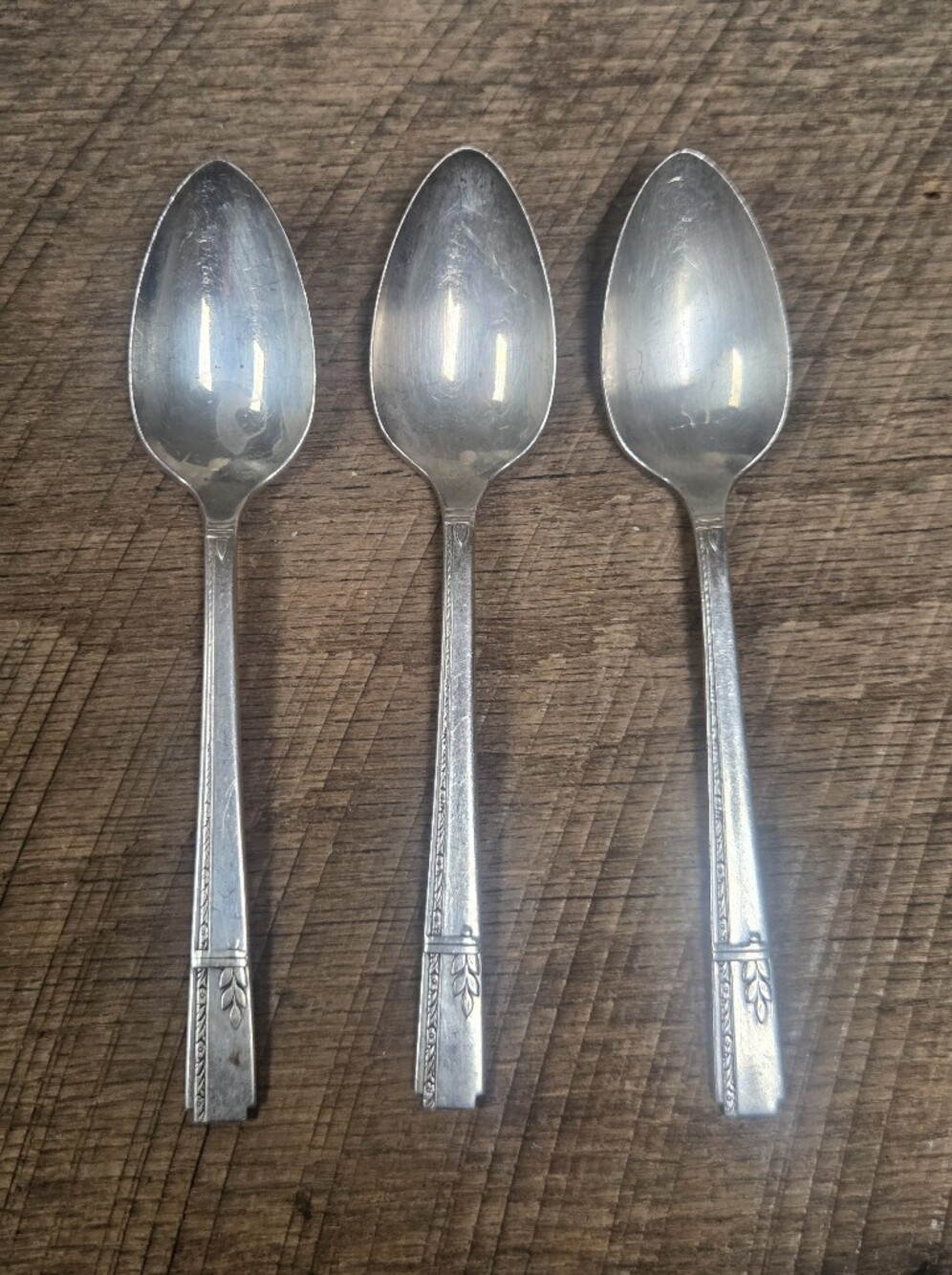 Vintage Oneida Prestige Grenoble Silverplate 3 Dessert Spoons ~ Bin RR